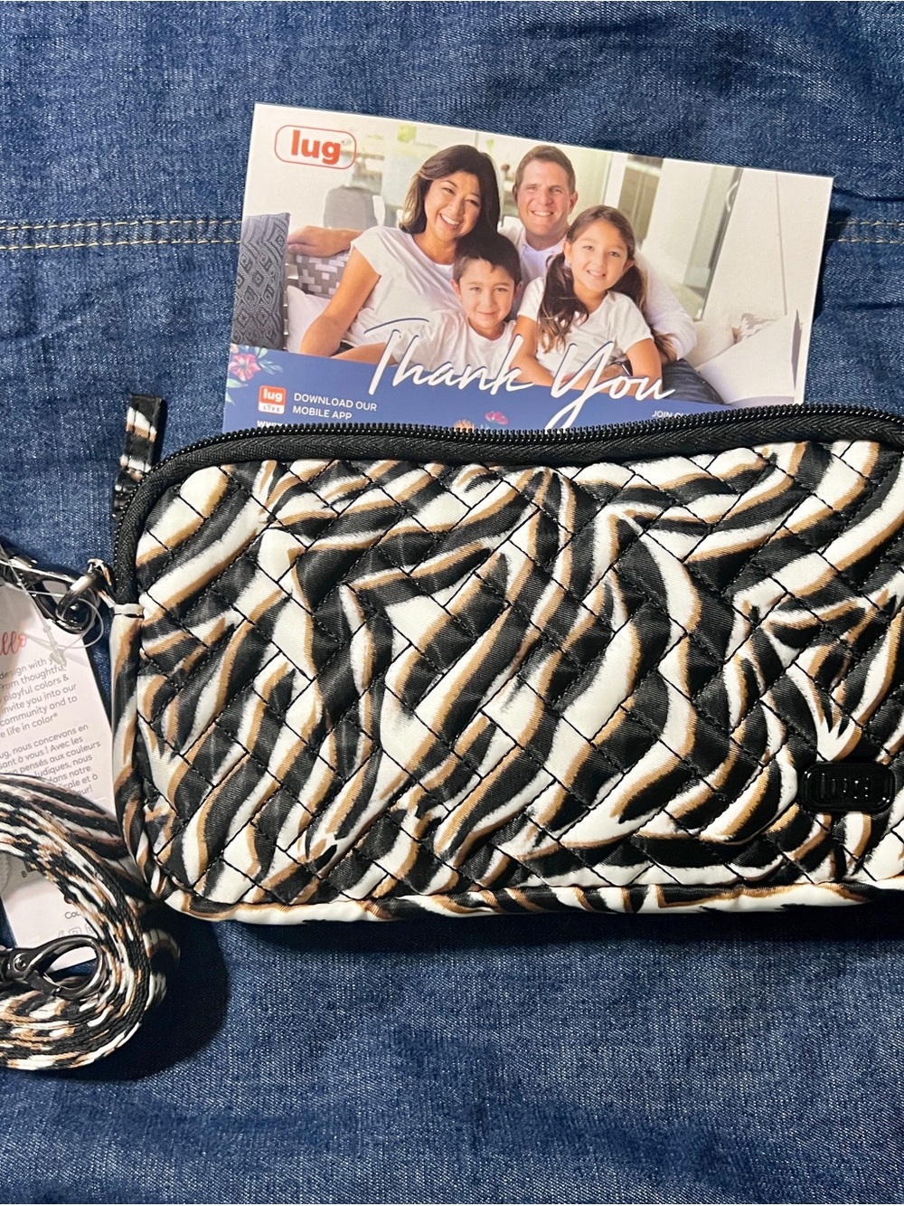 lug Quilted Crossbody in Black, White & Tan Zebra Print